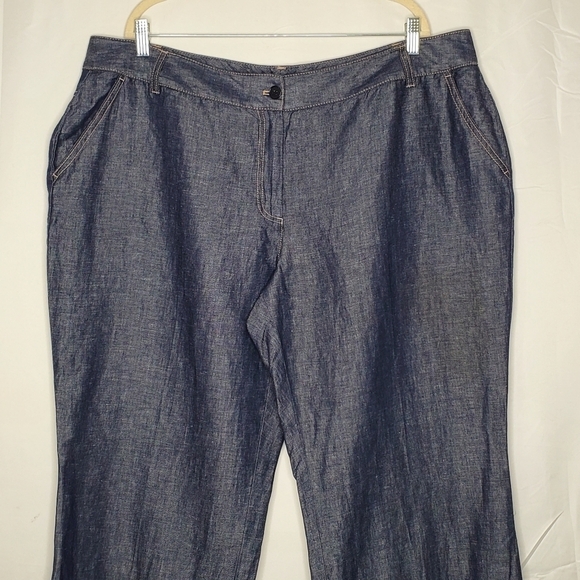 Talbots Woman Petites Heritage Pants Size 22W Linen Cotton Blend Wide Leg NEW - Picture 3 of 13